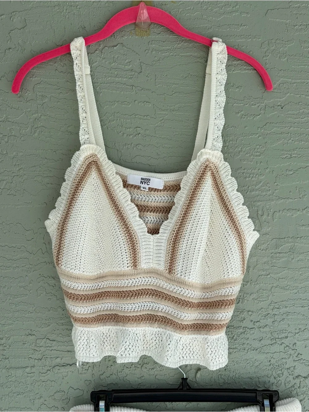 Madden NYC Crochet Tank Top and Shorts Set - Size XL